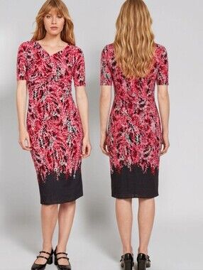 BODEN Rita Ruched Cherry Blossom Pencil Dress - Size 8